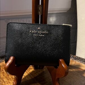 Kate Spade Black Zip Wallet Saffiano Leather